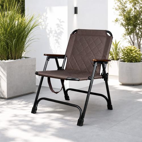 Travel chair foldable fabric with metal frame brown