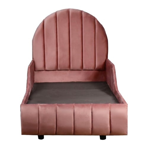 Wooden bed with modern velvet upholstery 80×170 cm