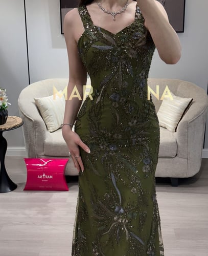 فستان امل (فستان زيتي كلفه شك سهره وشال باربي)