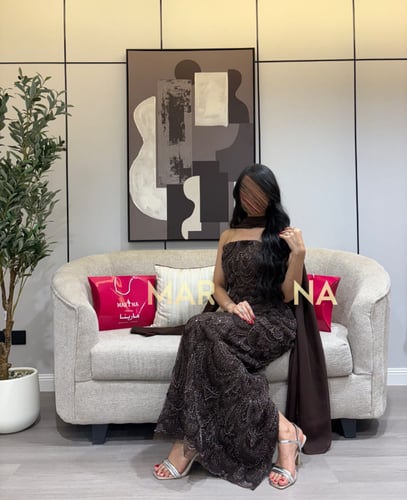 فستان ميلانا (فستان موكا شك سهره وشال جورجيت)