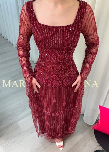 فستان كابلي(فستان عودي شك سهره راقي اكمام طويله )