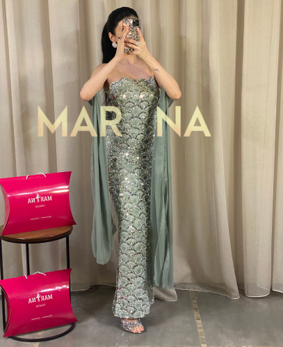 فستان ريماس (فستان قطعه لول راقي مع شال ناعم)