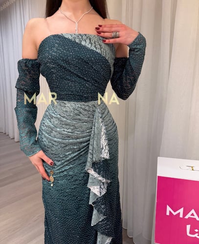 فستان شذى (فستان مموج جبير استرتش فصوص)