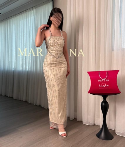 فستان فدوى (فستان بيج شك سهره وكرستال)