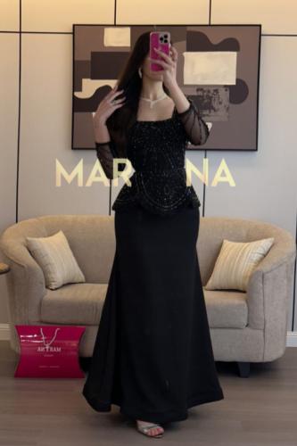 فستان الهام (فستان اسود باربي مع تطريز يدوي راقي)