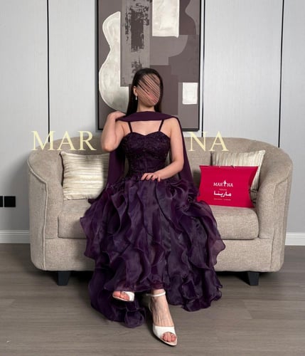 فستان وهج (فستان ليلكي صدريه ميكادو تطريز يدوي وكل...