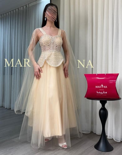 فستان تولي (فستان بيج صدريه شك سهره وتل تيواني )