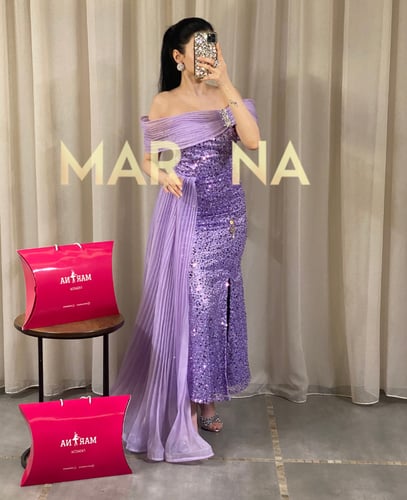 فستان سوسن (فستان ترتر انيق مع ذيل جنب اورجنزا)