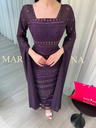 فستان تسواهن (فستان ليكي شك سهره اكمام جورجيت طويل...