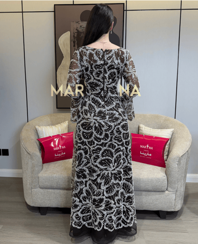 فستان ماجده الموكا (فستان موكا شك سهره فضي)