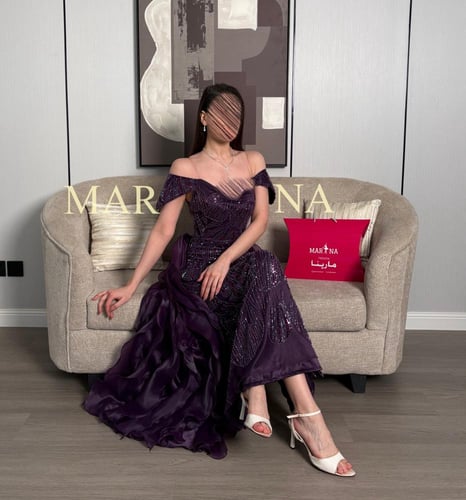 فستان الريم (فستان ليلكي شك سهره وذيل جزار)