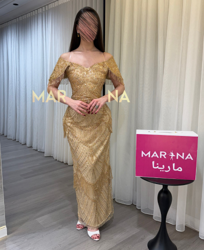 فستان ريلا (فستان ذهبي كلفه شك سهره راقيه)