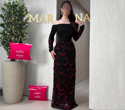 فستان الينا (فستان اسود صدريه جورجيت كسرات وكلفه ق...