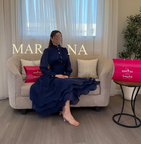 فستان ريماس (فستان كحلي كرنكل )