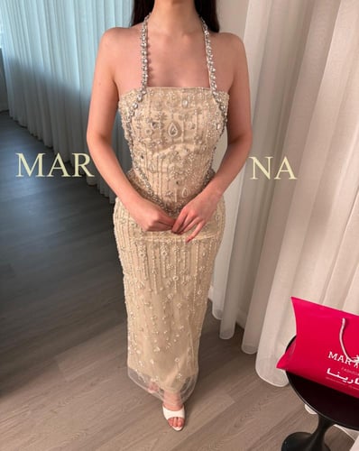 فستان فدوى (فستان بيج شك سهره وكرستال)