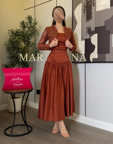 فستان كاتيا (فستان طوبي قطعتين حرير جاكت سهره)