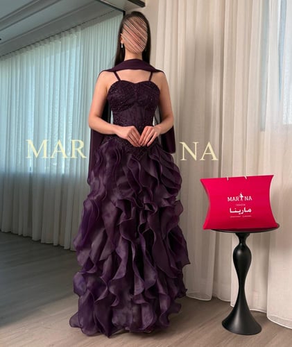 فستان وهج (فستان ليلكي صدريه ميكادو تطريز يدوي وكل...