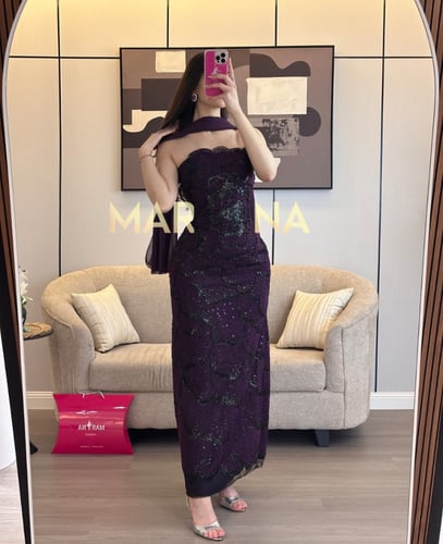 فستان مهاء (فستان كلفه شك سهره وشال جورجيت)