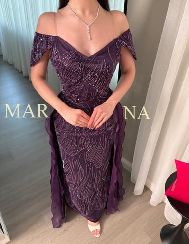 فستان الريم (فستان ليلكي شك سهره وذيل جزار)