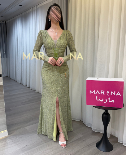 فستان قمر (فستان تفاحي استرتش وتطريز يدوي)