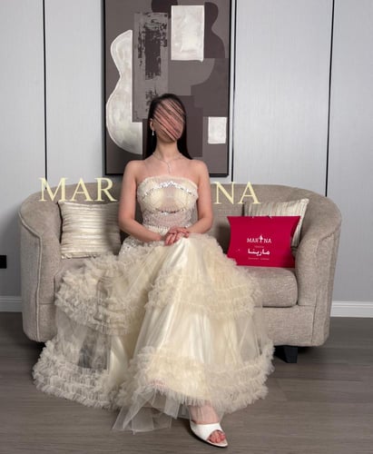 فستان كنوز (فستان بيج صدريه شك سهره وتل تيواني طبق...