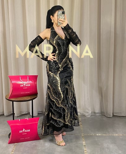 فستان ايلا (فستان لمعة مع ترتر أنيق راقي)