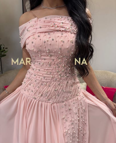 فستان روزيانا (فستان لحمي جورجيت تطريز لول وفصوص ك...