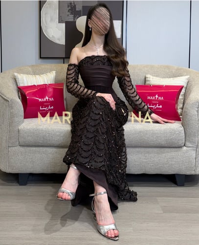 فستان شموع الموكا (فستان موكا شك سهره صدريه كورسيه...