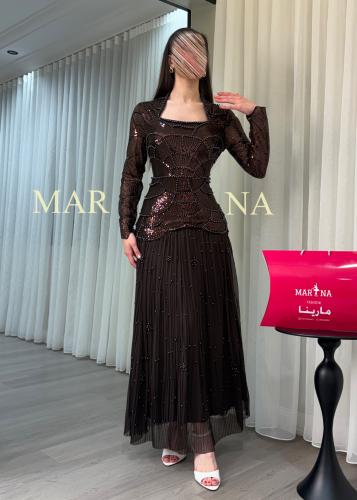 فستان جلوا (فستان موكا صدريه شك ترتر مع لولو وجورج...