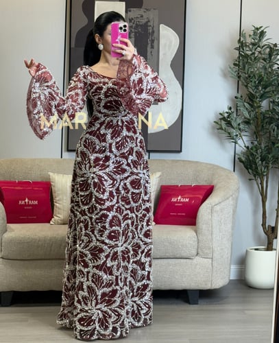 فستان ماجده عودي (فستان عودي شك سهره بطانه تفته)