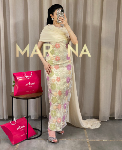 فستان صمود (قطعه مورد أنيق مع شال جورجيت)