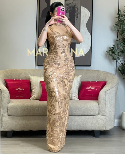 فستان غنى (فستان ذهبي شك سهره راقي)