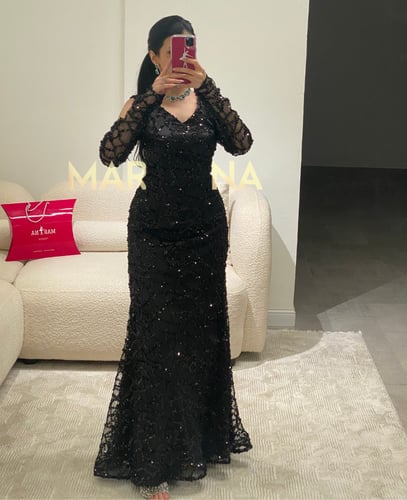 فستان لاتين (فستان اسود كلفه شك سهره راقيه)