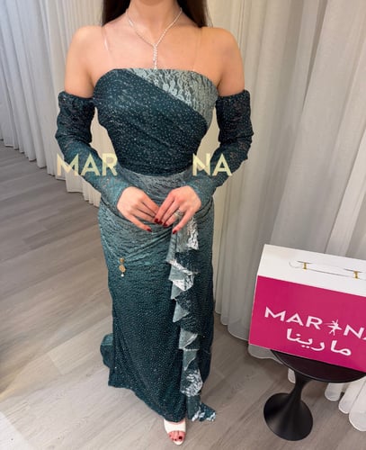 فستان شذى (فستان مموج جبير استرتش فصوص)