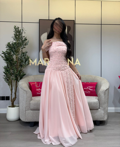 فستان روزيانا (فستان لحمي جورجيت تطريز لول وفصوص ك...