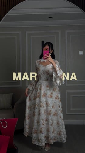 فستان زهرة ( فستان اوف وايت مشجر مع الفصوص