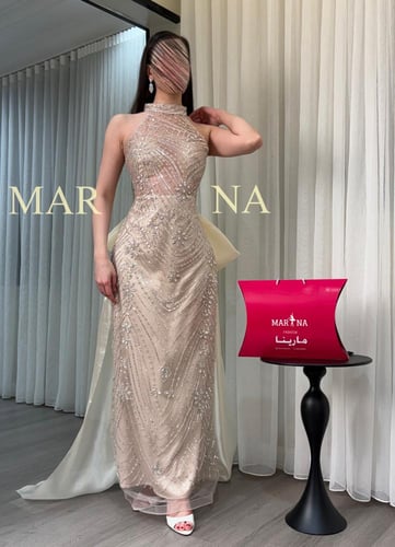 فستان نينا (فستان بيج شك سهره ذيل جزار لمعه )