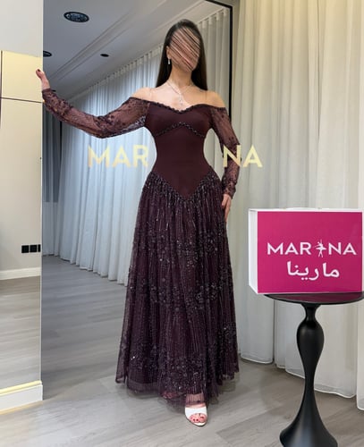 فستان بشاير (فستان توتي صدريه باربي وتطريز يدوي وك...