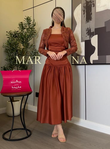 فستان كاتيا (فستان طوبي قطعتين حرير جاكت سهره)