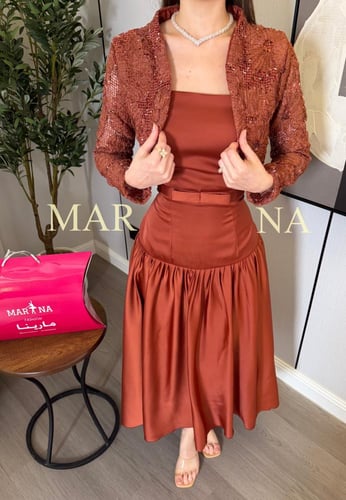فستان كاتيا (فستان طوبي قطعتين حرير جاكت سهره)