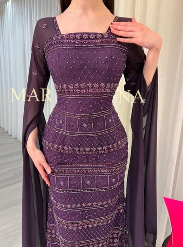 فستان تسواهن (فستان ليكي شك سهره اكمام جورجيت طويل...