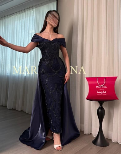 فستان رمشه(فستان كحلي شك سهره فيونكه وذيل ميكادو ل...