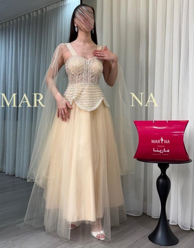 فستان تولي (فستان بيج صدريه شك سهره وتل تيواني )