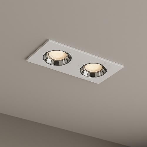 إطار سقفي زوجي مربع , غاطس لون ابيض مع عاكس رمادي...