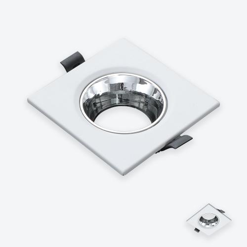 إطار سقفي مربع غاطس فردي GU10 لون أبيض مع عاكس فضي...