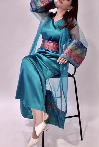 جلابية مع بشت شيفون مزين - J102