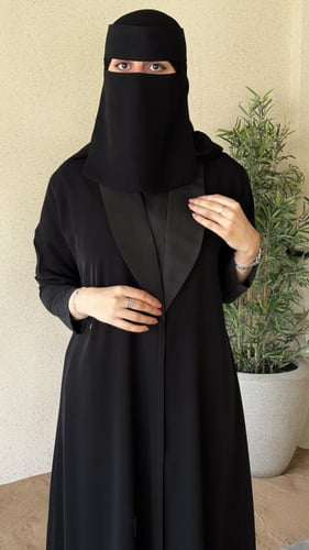 عبايه ب ياقه وأكمام استرتش