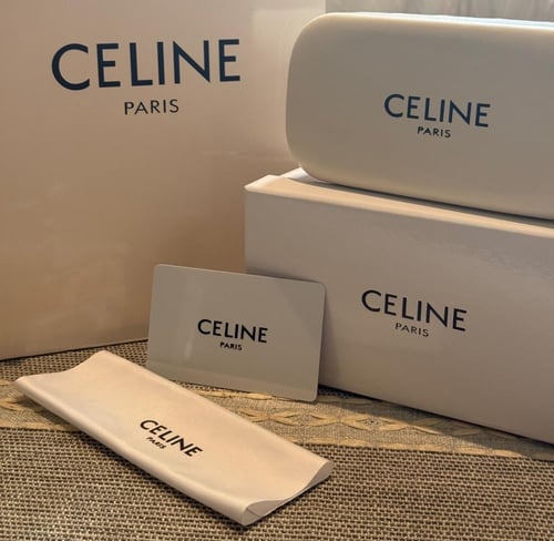 نظارة سيلين باللون الذهبي سداسي عدسة باللون البني