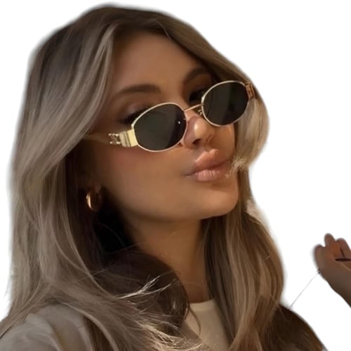 نظارة سيليN باللون الذهبي وإطار بيضاوي بعدسة سوداء