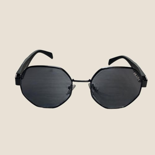 نظارة برادا باللون الاسود بإطار دائري